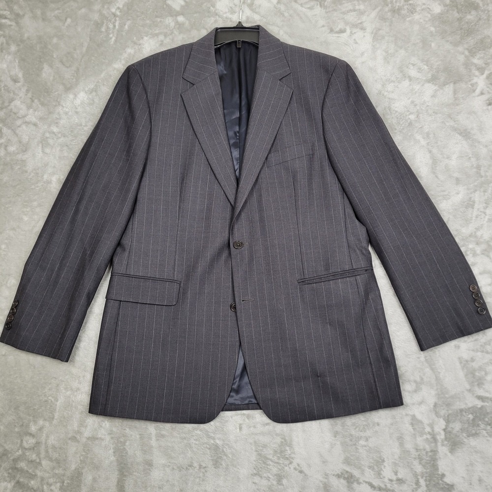 Brooks Brothers 346 Stretch Mens 42R Black Pinstripe Wool Blazer 2-Button Jacket